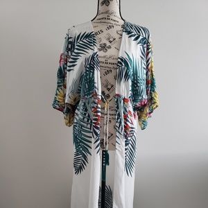 Floral Open-Front Longline Kimono